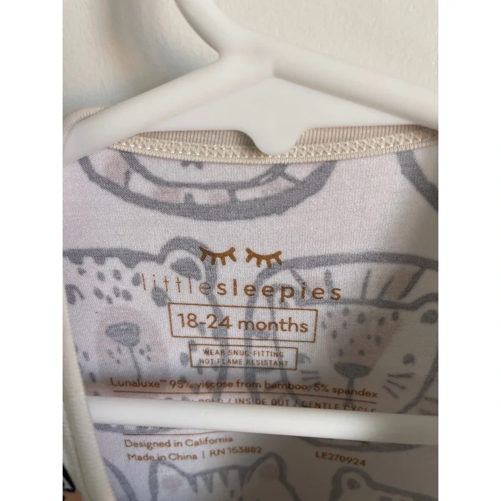 Little Sleepies Lions Tigers & Bears Bamboo Zippy 18-24M